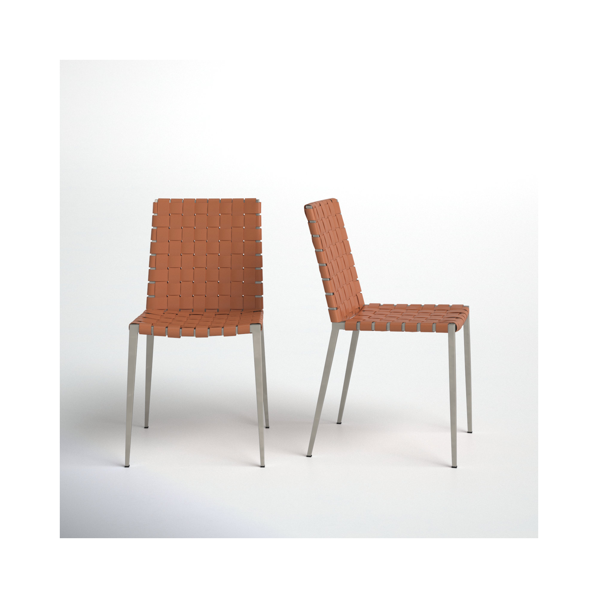 Brett Leather Upholstered Side Chair, Brown, White