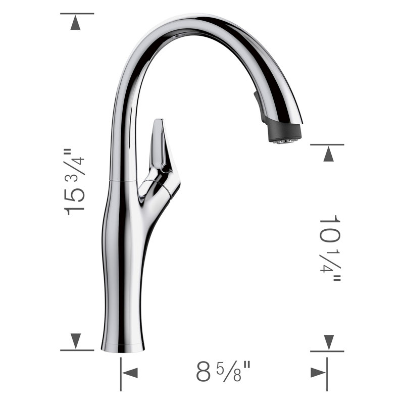 Robinet de cuisine à double jet Artona, 1,5 gallons par minute, Chrome poli
