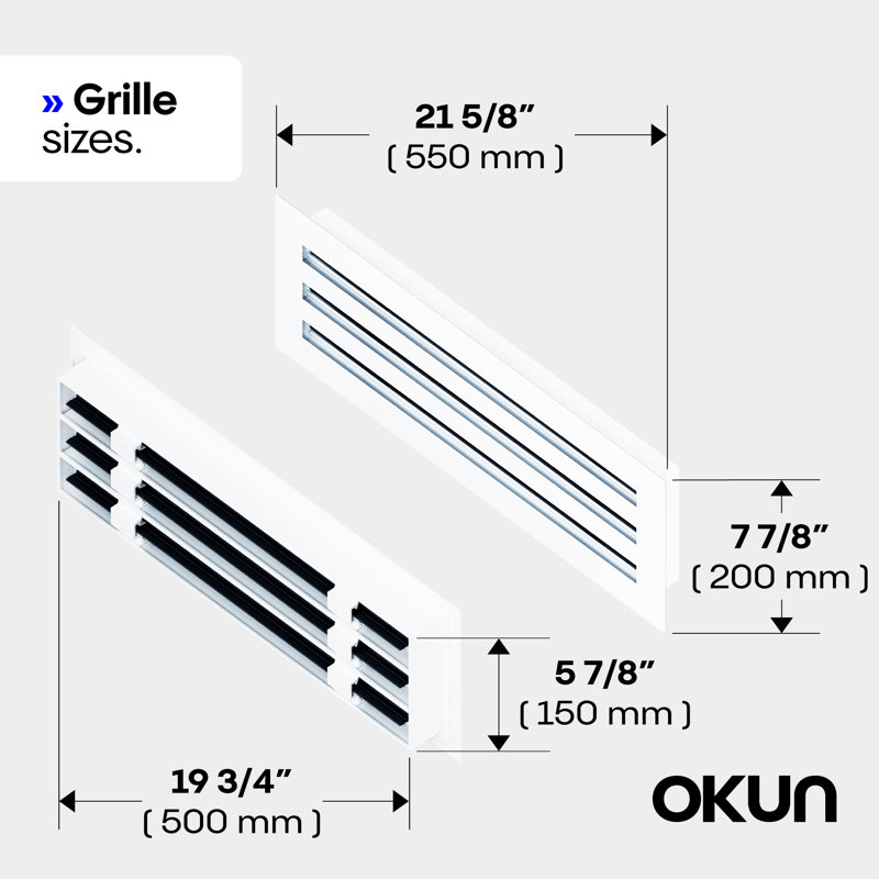 Grille de registre décorative pour mur et plafond en métal blanc mat, L 20 po x l 6 po