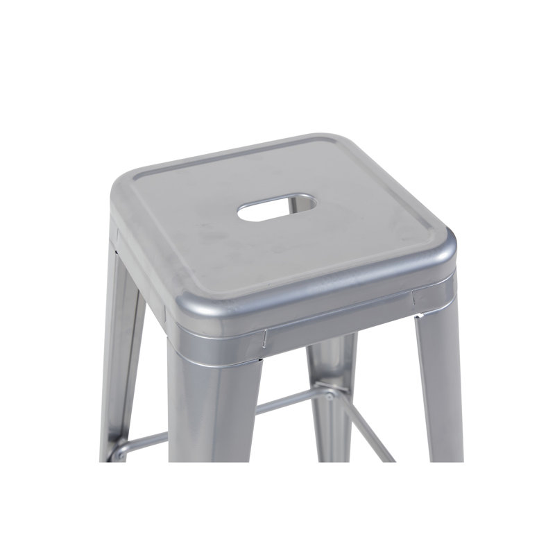 Tabouret à hauteur de comptoir 24 po, ensemble de 2 tabourets de bar en métal sans dossier, empilable, amovible et facile à assembler, peu encombrant pour îlot de cuisine / bar / café / salle à manger (argent)