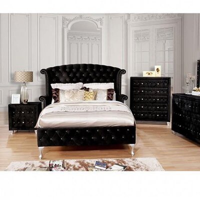 Mathieu Queen Tufted Upholstered Platform Bed -  Rosdorf Park, 3F11EB895BBD40A4B137FD287A162199