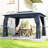 10' x 12' Outdoor Patio Gazebo, Soft Top Gazebo Canopy Shelter with Double Roof, Curtains, Netting, Steel Frame, UPF30+ Protection, Ceiling Hooks for Lawn, Backyard, Deck, Blue-122912655-122912657