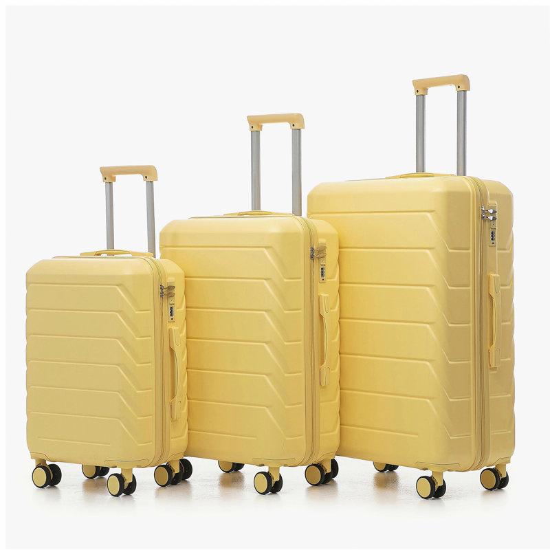 20"/24"/28" 3 pcs/set in ABS Spinner Wheel Luggage, Matching Colour , With Combination Lock (Yellow)