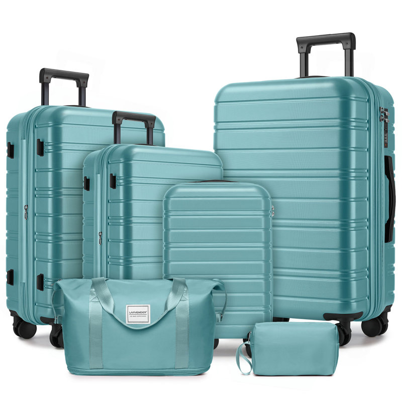 Ensembles de bagages 6 pièces avec sacs de voyage, valises rigides extensibles avec roulettes