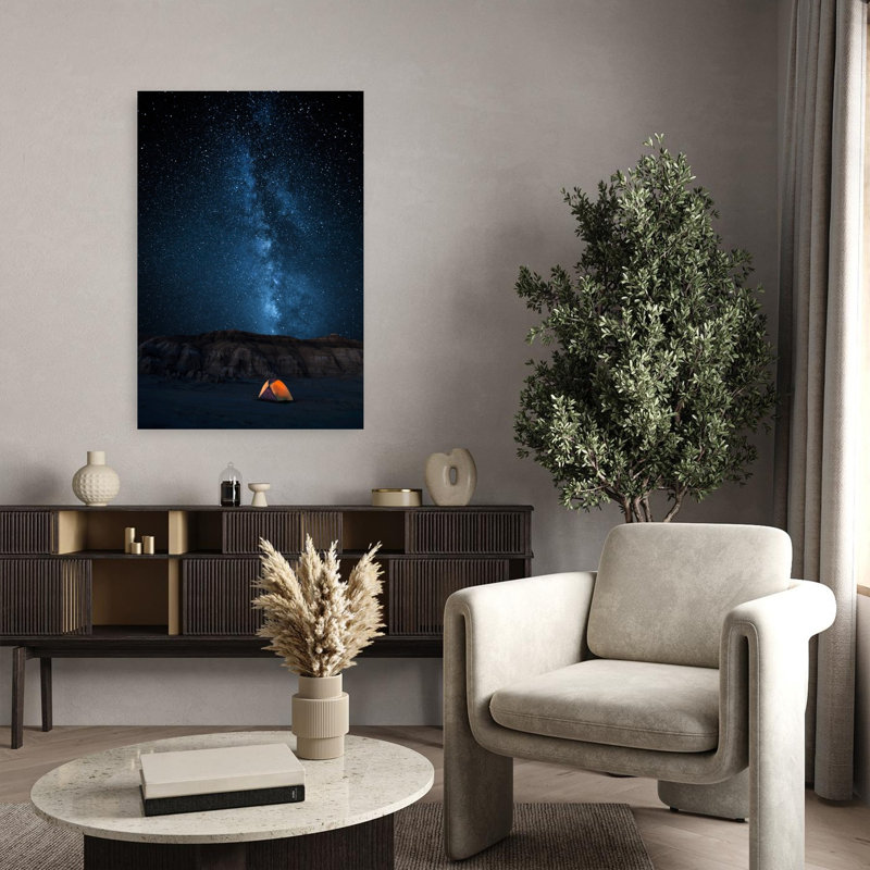 «Camping Under Milky Way Peaceful Serene Abstract Landscape Mountain», reproduction d'art murale, H 36 po x l 24 po