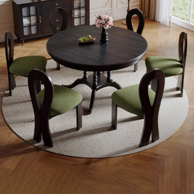 French elegant solid wood round table set