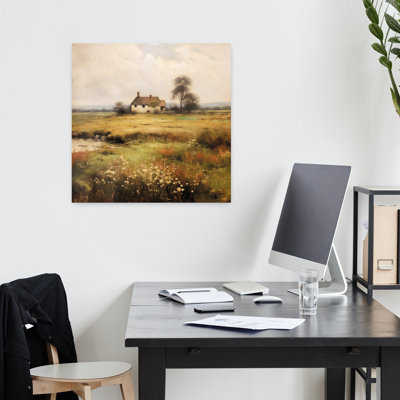 Contemporary Cottage In The Meadow With Cottage Countryside Art