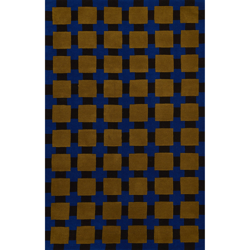 Bauhaus Hand Tufted Area Rug, Rectangle 8' x 10', Blue