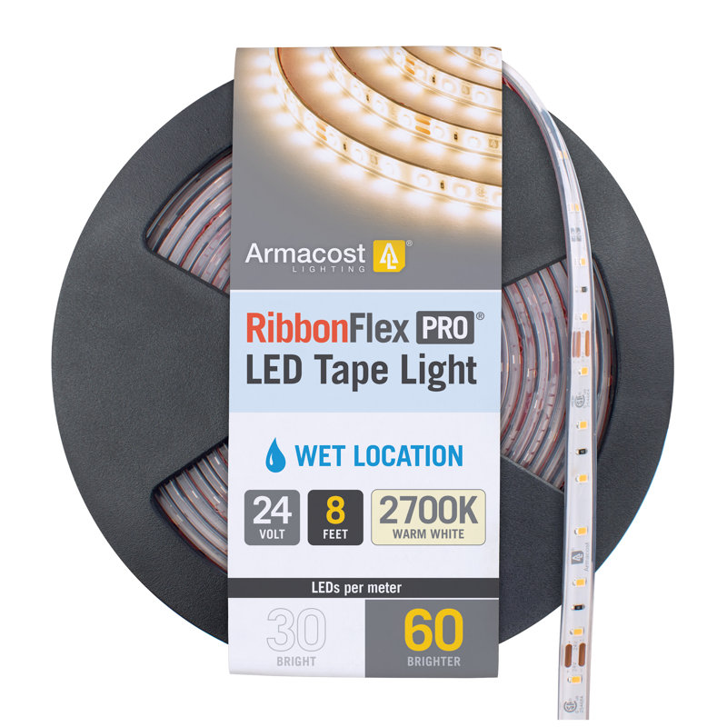 RibbonFlex Pro, 24 V, 2 700 K, 60 DEL / M, IP67, bande lumineuse sous l'armoire 2,5 M