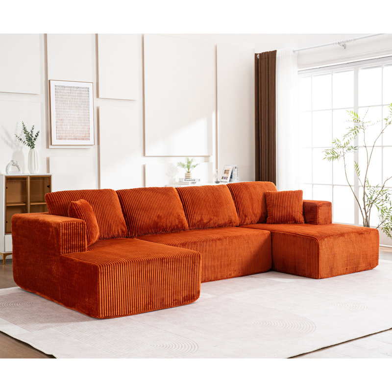 Canapé modulaire Eastwick en tissu velours côtelé et éponge haute densité Eastwick, Orange