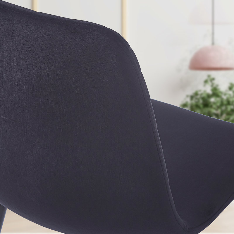 Chaise d'appoint en velours Kyomie, Noir, noir, noir, noir