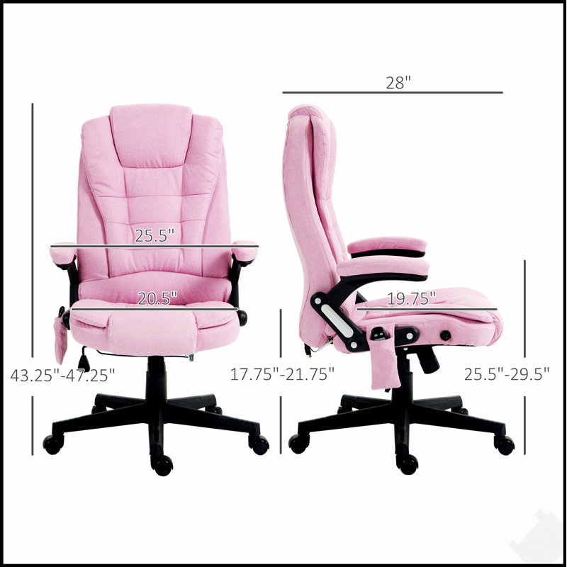 Fauteuil de bureau à 6 points de massage vibrant avec chaleur, dossier haut en lin pour un confort et un soutien ultimes