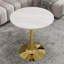 Table de salle à manger avec base à piédestal et plateau classique en marbre blanc, sièges 2 à 4, cadre rond de 27,6 po en fer doré, style Mid-Century moderne pour la cuisine ou le salon