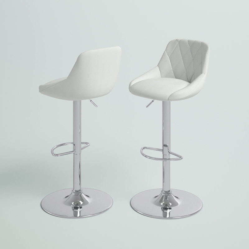 Nials Swivel Upholstered Counter Stool with Metal Frame, White