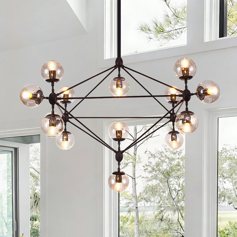 Lustre sphérique moderne en verre 15 lumières Spoutnik