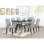 Ensemble de salle à manger moderne classique en bois naturel avec plateau rectangulaire en bois et chaises de chevet 6X