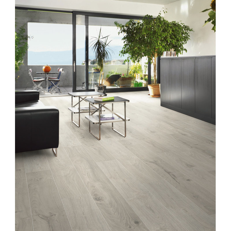 Parquet stratifié en chêne 10 po x 80 po x 14 po Origin, Neige