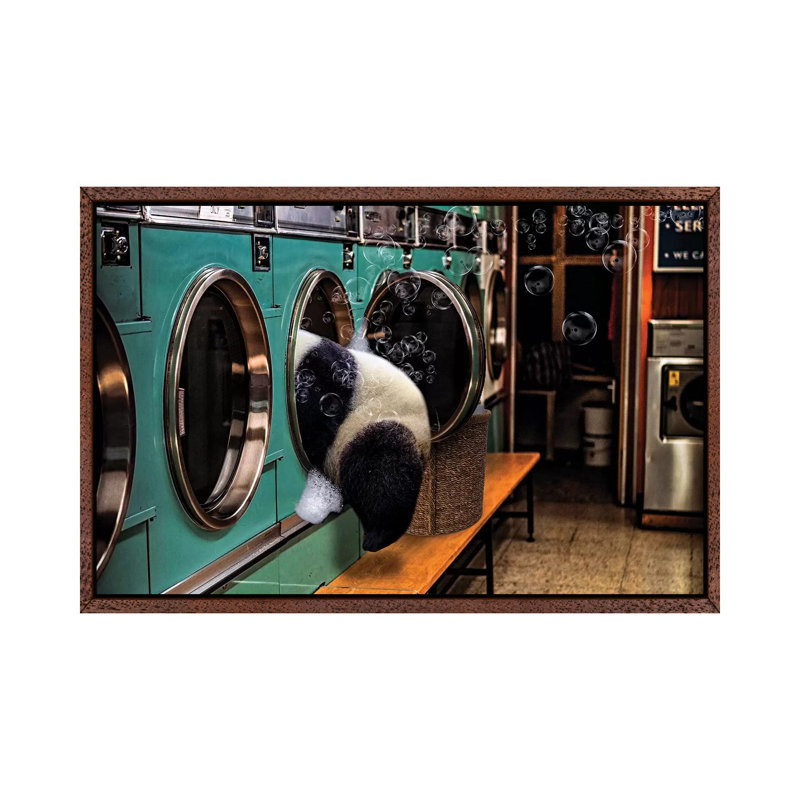 Laundry Day by Karen Cantuq - Print on Canvas, Classic Brown Wood Framed, 66.04cm H x 101.6cm W x 3.81cm D