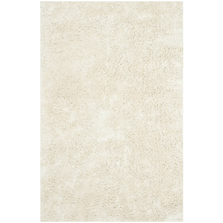Tapis à poil long ivoire fabriqué à la main Assar
