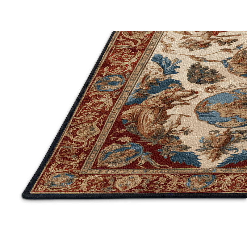 Machine Washable French Brown Area Rug, Square 4'
