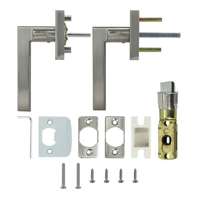 Square Satin Nickel Privacy (Bed & Bath) Door Lever