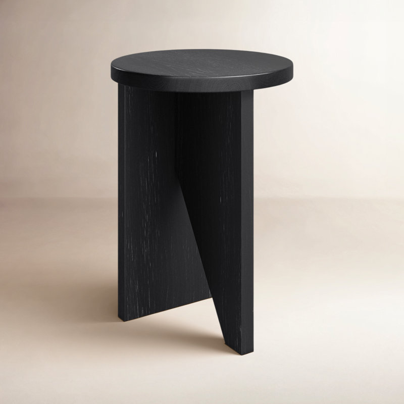 Shayne Solid Wood Abstract End Table, Black