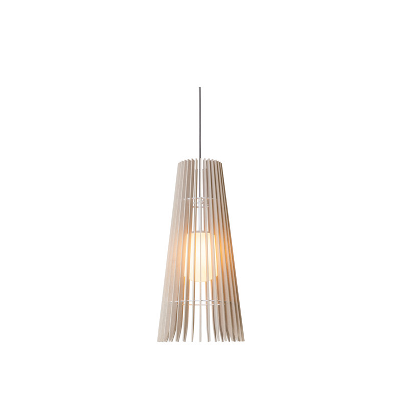 Luminaire suspendu DEL Lex Cone, Noir, Chêne blanchi, H 28 po x l 13,4 po x P 13,4 po
