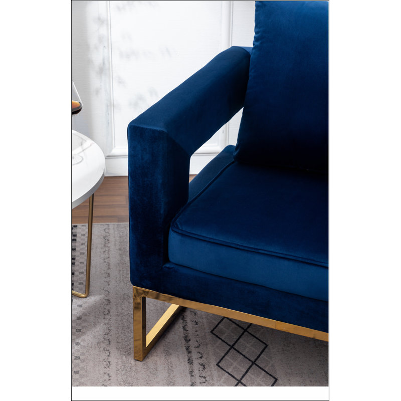 Fauteuil d'appoint rembourré Lenola, bleu, Bleu