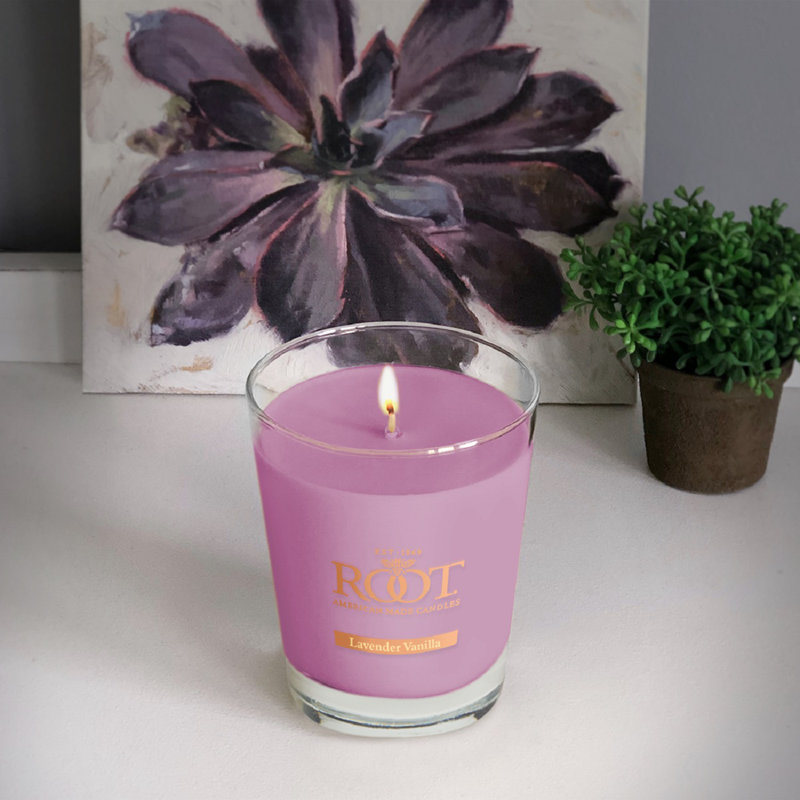 Large Lavender Vanilla Scented Beeswax Soy Jar Candle