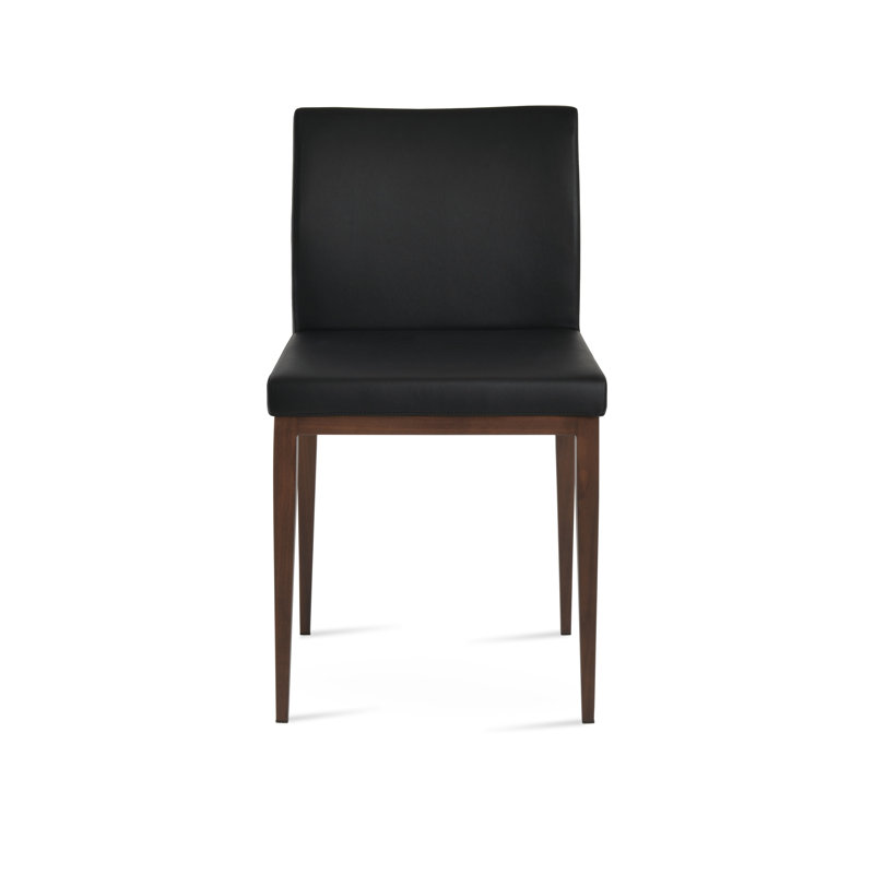 Aria MW Side chair, Brown PPM Faux Leather, Walnut