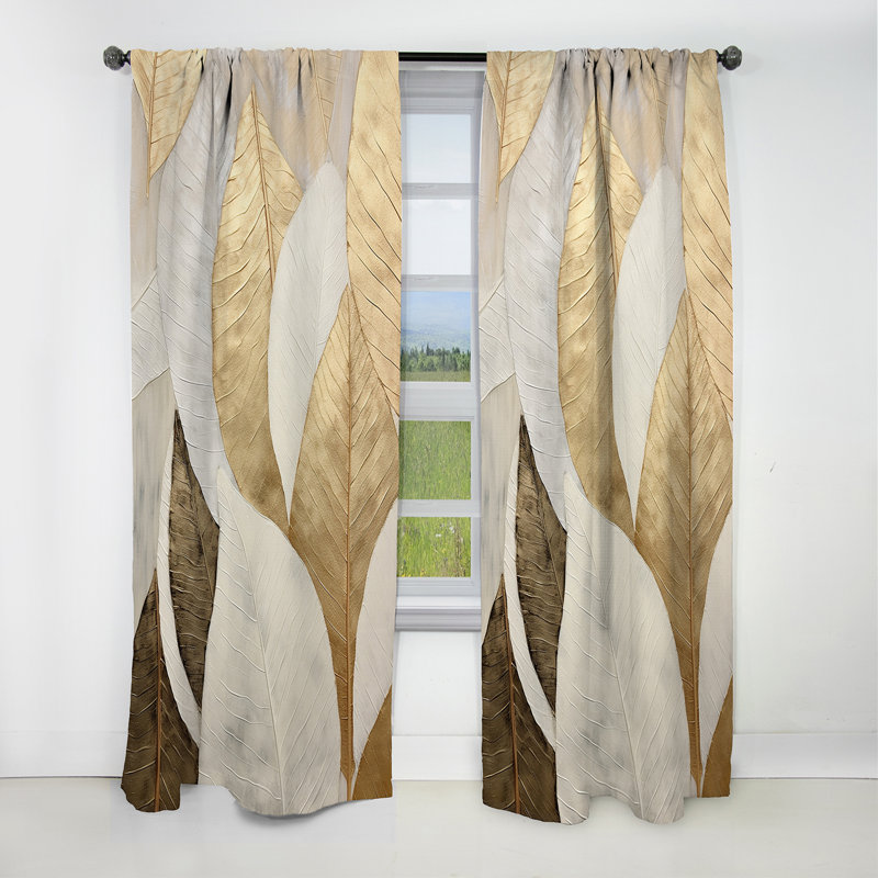 Voris - Leaves Curtain - Blackout Floral Curtain - 1 Panels, 52" W x 120" L