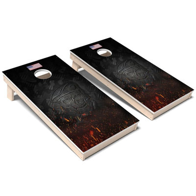 Military Metal Skull Beret All-Weather Composite Cornhole Board Set
