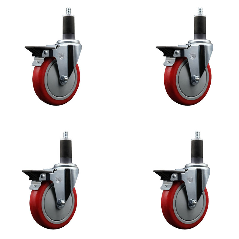 Ensemble de roulettes extensibles en poly pivotant 1-1 / 4 pouces avec frein SCC