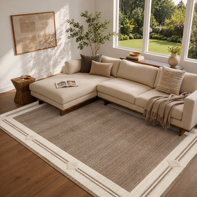Fifth Avenue Gilded Border Rug, Brown,Off-White,Beige,Medium Gray, Rectangle 152 x 225 cm