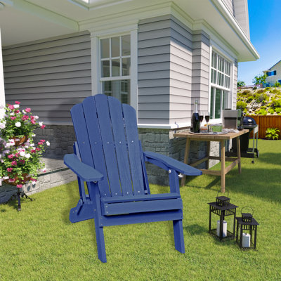 Chaise Adirondack réglable avec porte-gobelet, chaise toutes saisons pour terrasse (bleu)