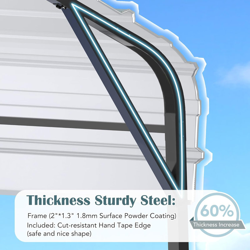 Gray 10' x 20' Heavy Duty Metal Carport with Peak Roof