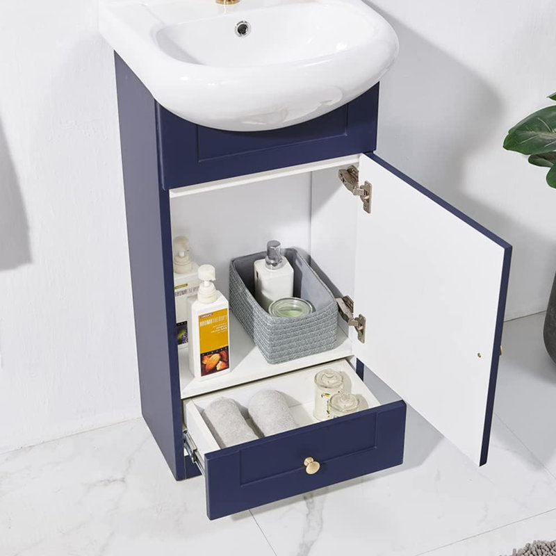 Ensemble de meuble-lavabo simple 18 po avec plateau en céramique Kemeshia