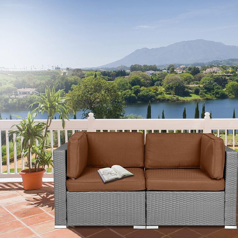 Rister 59'' Wide Wicker with Cushions, Brown