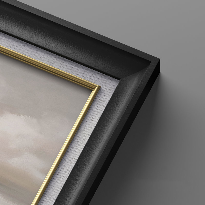 Serene Coastal Horizon - ensemble de 2 reproductions d'art mural encadrées de qualité supérieure 26 po x 36 po, Black