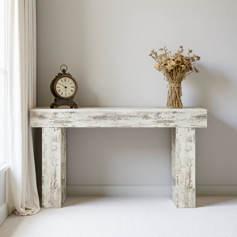 Stable TV Stand,Elegant Console Table,Wooden Side Table, Vintage White