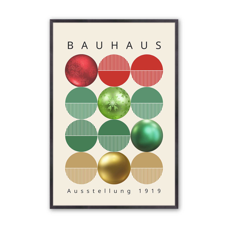 Reproduction d'affiche Bauhaus, H 15,25 po x l 12,25 po x P 1,25 po, Cadre simple en zinc patiné