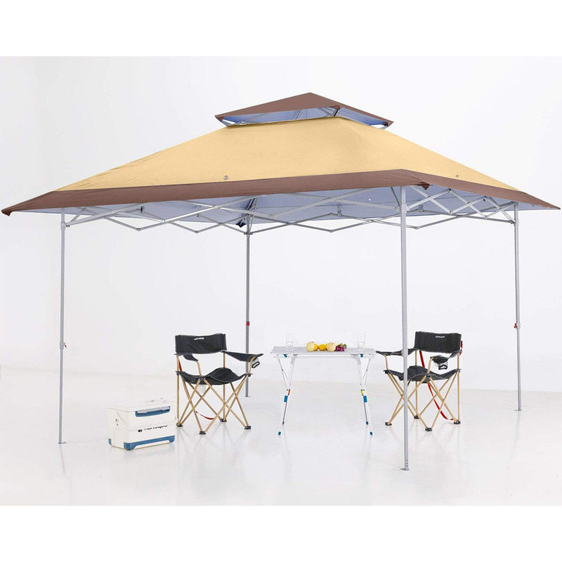 10x10 Canopy Frame with Double Ventilated Top, with Ropes and Stakes for Outdoor Activities(Beige)