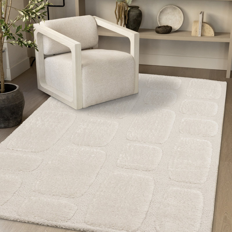 Tapis blanc luxueux luxueux, 7'10" x 11'2"