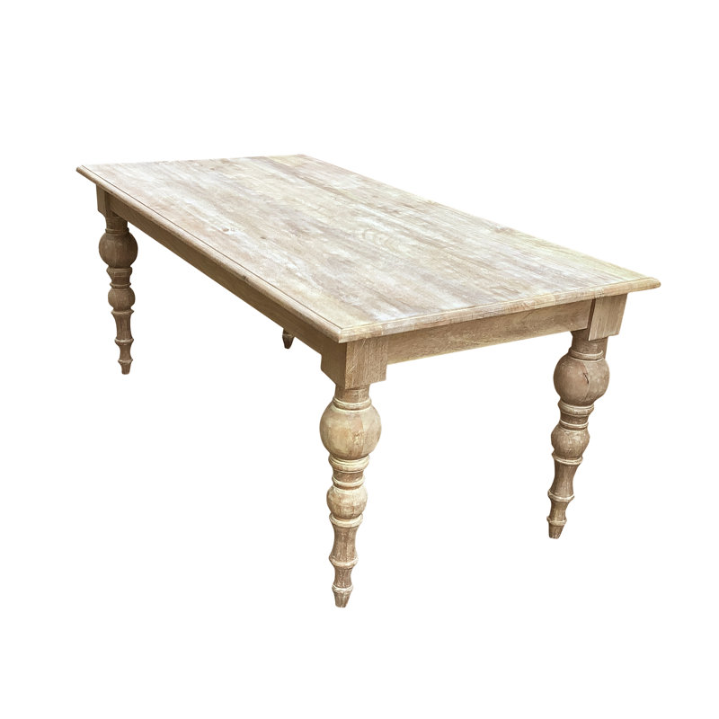 Mango Rectangular Solid Wood Top Dining Table, White Wash