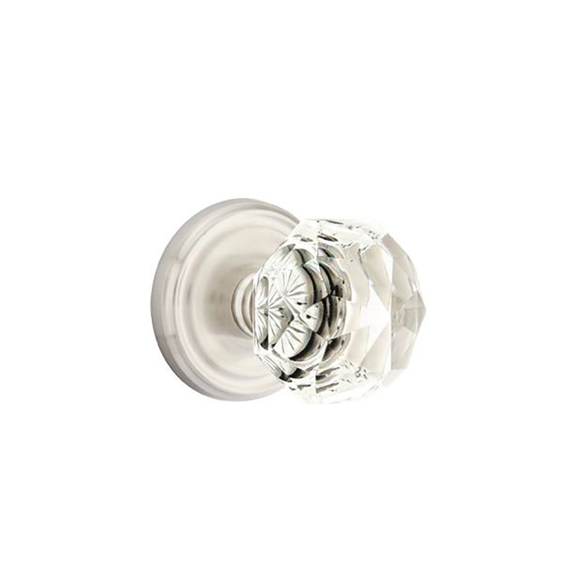 Privacy (Bed & Bath) Diamond Crystal Knob with Regular Rose, Satin Nickel