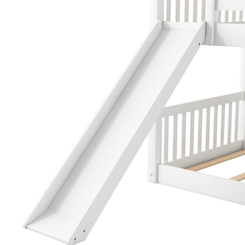 Lit superposé simple / simple en bois de pin avec glissière pliable et amusante en blanc amovible