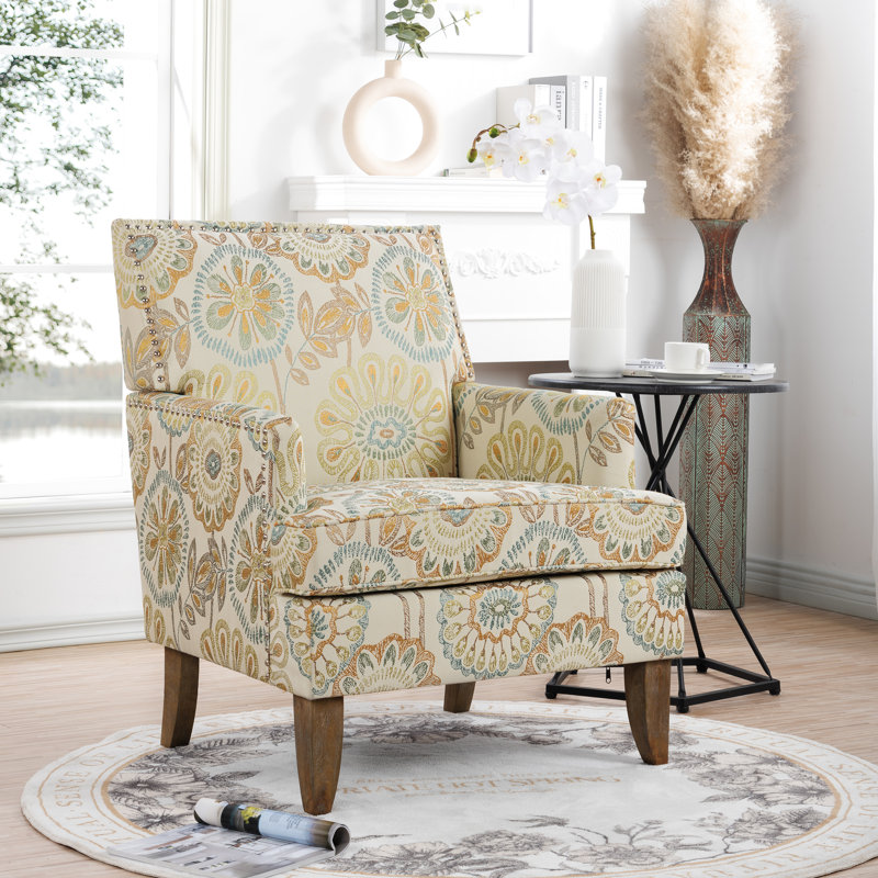 Chaises d'appoint pour le salon chaleureux, conception de chaise en tissu beige et jaune, rembourrage en éponge haute densité à l'intérieur, élément de câblage fin, pied de bouleau, chaises de charme de la salle d'assemblage facile à assembler, rembourrage de siège,