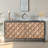 Rustic 4-Door Wood Cabinet with Geometric Pattern