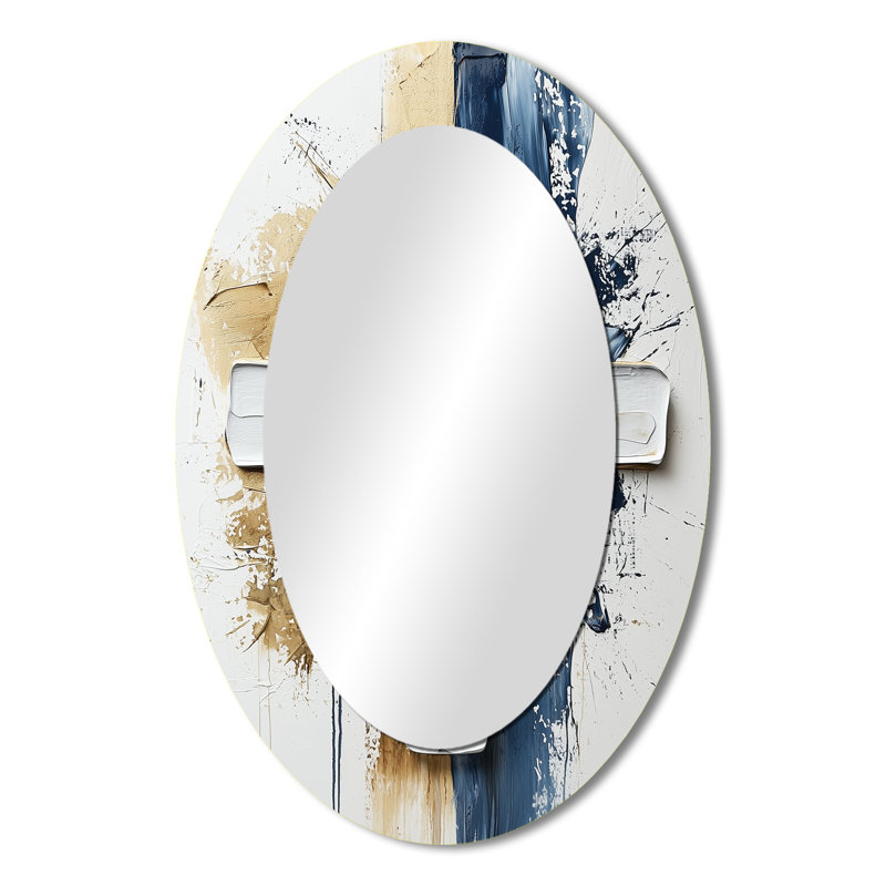 Miroir décoratif en métal bleu et blanc marbré Christianity II, 36 po x 24 po