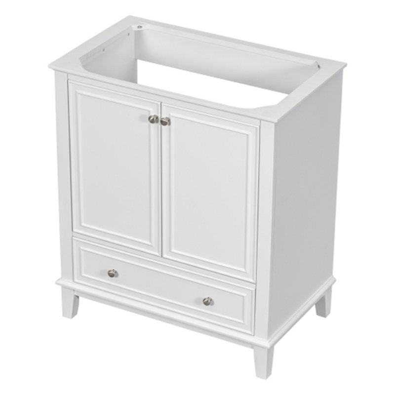 Meuble-lavabo de salle de bain sans lavabo, base seulement, Argent argent, Blanc